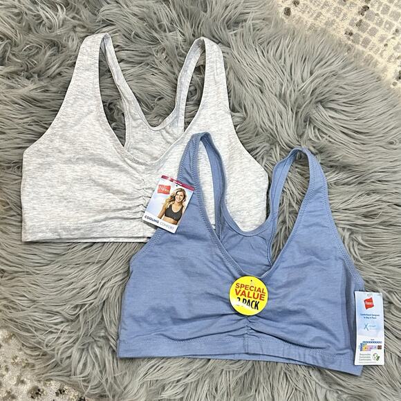 Hanes Womens x-temp Pullover Bra Wire Free Medium Bralette 2‎ Pack NEW - Picture 1 of 2